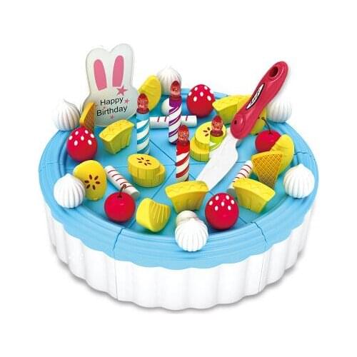 Set kitchen toy HOGNSIGN 43pcs Children Plastic Tea Set Kitchen Cutting Birthday Cake Toy Pretend Play House Food Dishes Kid