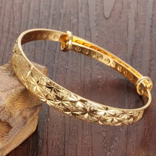 The New Jewelry Yellow Gold Filled Womens Starry Adjustable Bangle
