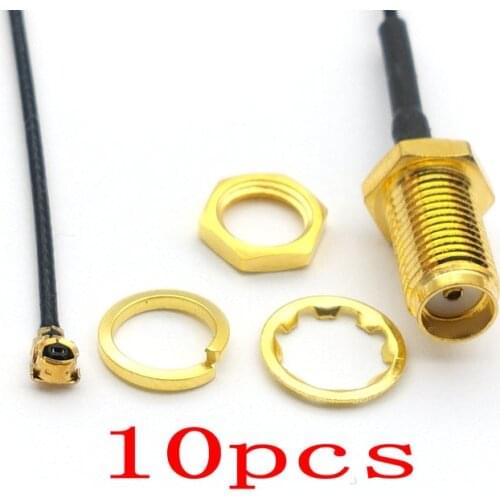 10pcs SMA female nut bulkhead to IPX U.FL female 1.13 cable pigtail