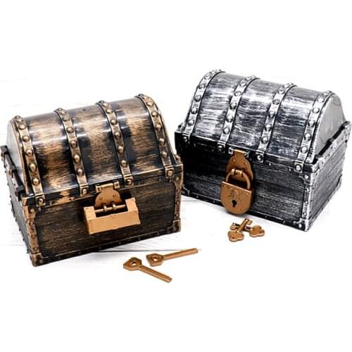 Pirate Treasure Chest Pirate Box With 2 Locks Party Favors Kids Toy Boy Gift F3ME