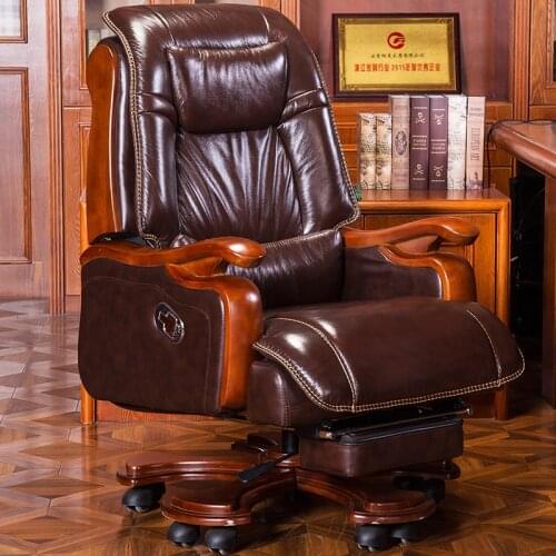 Luxury Leather Boss Chair Reclining Office Chair Executive Chair Massage Leather Computer Chair Lift Swivel Chair