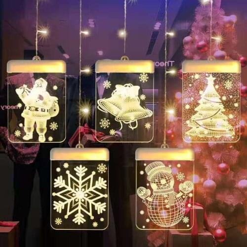 Christmas Theme LED 3D Illusion Night Lights Romantic Unicorn Icicle Curtain Fairy String Light for Birthday Party Valentine
