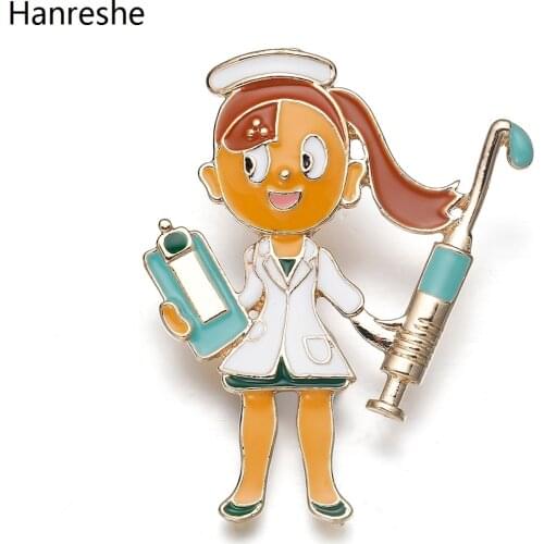 Cartoon Cute Medical Nurse Doctor Shape Enamel Brooch Pin Creative Jewelry Campus Hospital Lapel Backpack Brooch Jewelry Gift