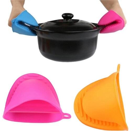 1 PC Silicone Heat Resistant Oven Glove Insulation Microwave Anti-slip Pot Bowl Clip Holder Oven Mitts Kitchen Tool 5 Colors