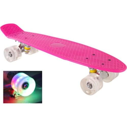 Трехколесный мини-скейтборд, 22 дюйма, пастельный цвет, светодиодный скейтборд с мигающими колесами, Ретро Скейтборд