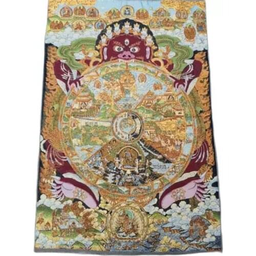 Xizang Buddha silk embroidery Nepal gold silk thangka portrait six reincarnation thangka embroidery