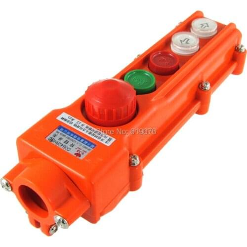 Rain Proof Hoist Crane Pushbutton Switch Up Down w Emergency Stop Knob COB-62BH