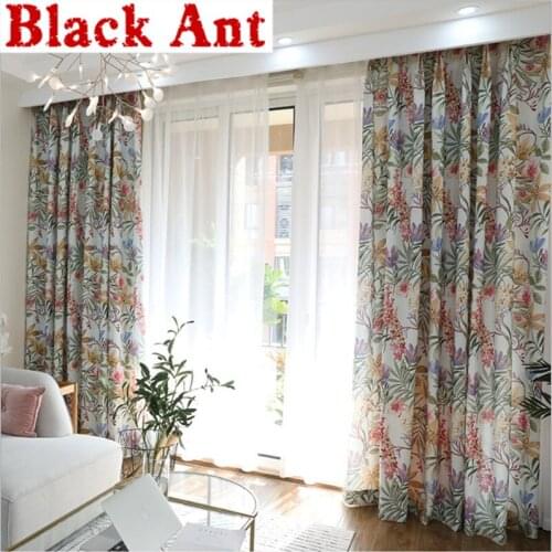 Shading 60% Curtain For Living Room Pastoral Floral Window Blinds Drape Kitchen Voile Sheer Curtain Home Decora X-JD926#20