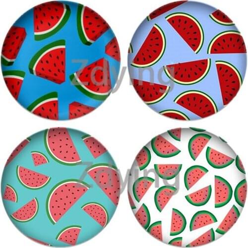 Zdying Red Fruits Watermelon 10pcs 12mm/16mm/18mm/20mm/25mm Round Photo Glass Cabochon Demo Flat Back DIY Making Findings