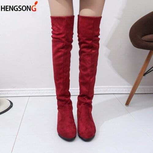 Womens High Boots Shoes Fashion Women Over The Knee Boots Autumn Winter 2019 Flock BotasThigh High Women Boots