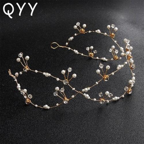 QYY Austrian Crystal Copper Wire Vine Wedding Headband Hair Jewelry Bridal Hair Accessories Princess Headpieces Tiaras for Women