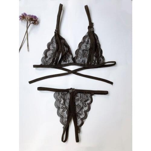 Women Sexy Lingerie Set Lace Strappy Push Up Bra Set Erotic Lingerie Porno Femme Wire Free Underwear Bralette Set Lingerie Woman