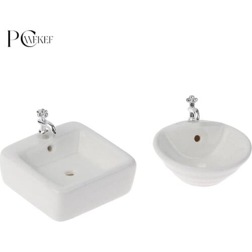 1:12 Dollhouse Miniature Bathroom Sink Ceramic Wash Basin Model Accessories Toys