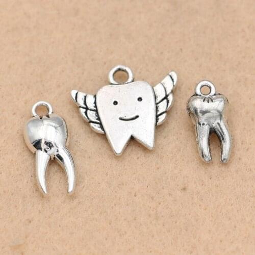 10pcs Antique Silver Plated Tooth Smile Charms Pendants for Jewelry Diy Jewelry Making Bracelet Accessories Handmade