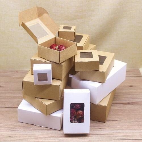 20pc more size gifts package window box vintage kraft white paper candy boxes soap favors Package box home party suppiles