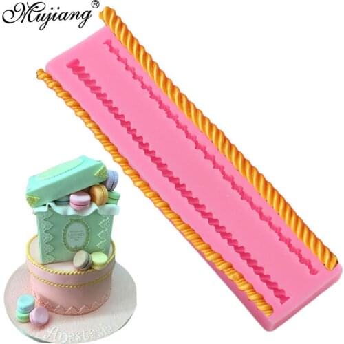 3D Long Rope Pearl Cake Border Fondant Cake Decorating Tools Sugarcraft Cupcake Baking Silicone Mold Gumpaste Chocolate Moulds