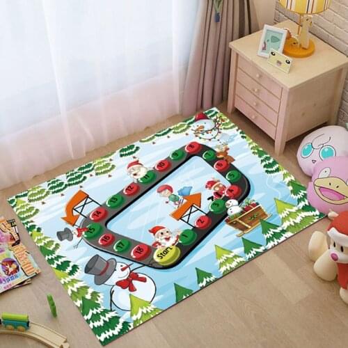 Santa Claus Pattern 3D Printing Carpet Xmas Child Bedroom Play Rug Home Hallway Floor Mat Room Gift Carpets Christmas Decor Kids