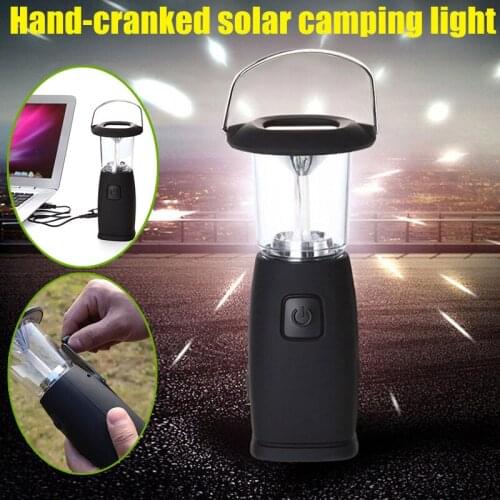6 LED Solar Hand-Up Crank Dynamo LED Light Lantern Lamp for Outdoor Camping Hunting Hiking Sailing JA55
