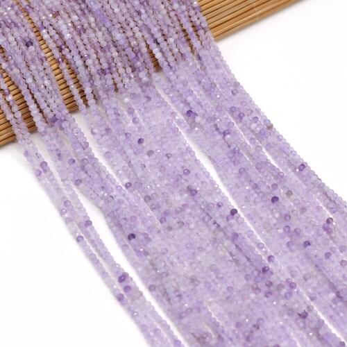 Natural Stone Beads Round Shape Faceted LAVENDER stone Loose Spacer Beaded For Jewelry Making DIY Bracelet Necklace Accessories