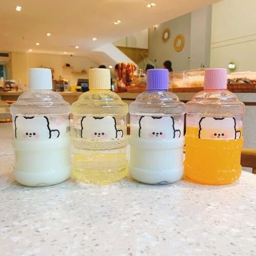 630ml Kawaii Bear Water Bottle Cute Mini Bucket Portable Large Capacity Cup Outdoor Sport Drinking Water Mug Home Accessories