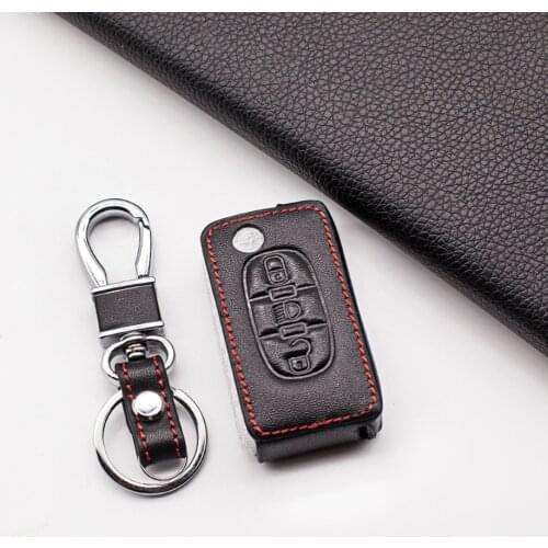 Stylish Carrying Leather Car Key Protect Case for Citroen C3 C4 Xsara Picasso Berlingo C5 C8 for Peugeot 3 Buttons Folding Key
