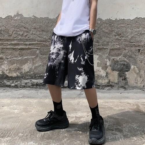 Jogger MenS Casual Sports Pants Retro Black Tie-Dye Five-Point Pants Summer WomenS Loose Shorts 2021