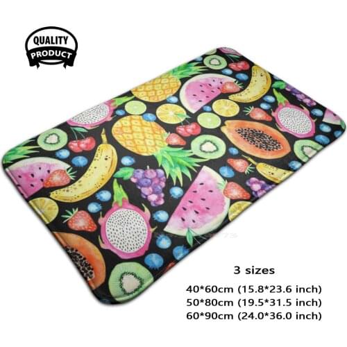 Fruit Print In Watercolor Including Pine Papaya Dragon Fruit Watermelon Banana Kiwi Fruit And Strawberries In Black 3 Sizes