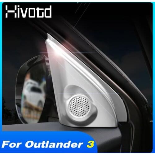 Hivotd Auto Inner Front Triangle Trim Cover Interior Protection Speaker Car Accessories For Mitsubishi Outlander 3 2016-2021