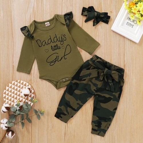 Baby Girls Boys Clothes Set Camouflage Short Sleeve Letter Printed Bodysuit Tops+Pants Toddler Baby Clothes Summer