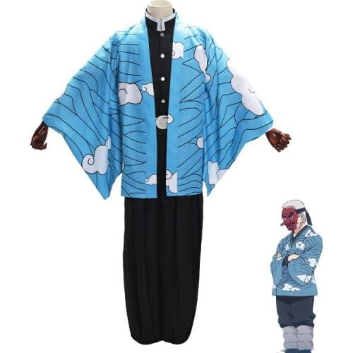 Anime Demon Slayer Kimetsu no Yaiba Urokodaki Sakonji Kamado Tanjirou Cloak Uniform Cosplay Costume Haori Halloween Kimono