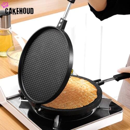 Round Non-stick Crispy Egg Roll Waffle-maker Aluminium Alloy Pastry Tools Bakeware Bakelite Insulated Handle Mold For Baking