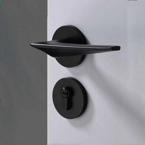 American Aluminum Alloy Door Lock Mute Bedroom Bathroom Door Handle Lock Mechanical Anti-theft Furniture Hardware Accessories