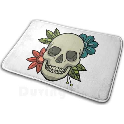 Flowers Skull Soft Non-Slip Mat Rug Carpet Cushion Skull Calavera Flores Flor Flower Caribe Sea Pirata Pirate Pirates Piratas