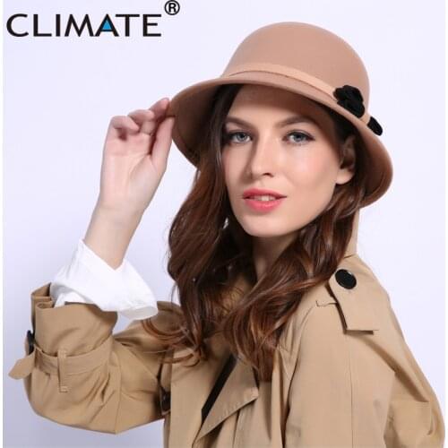 CLIMATE New Women Fedora Hats for Woman Spring Flower Girls Fedoras Cap Fashion Ladies Mom Hats Polyester Woolen Cap Hat