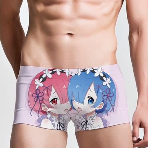 NEW Japan Anime Re zero kara hajimeru isekai seikatsu Ram Rem Anime Underwear Mens UnderPants Cartoon Gift