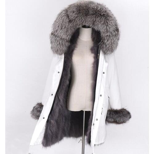 Real Fur Coat White Waterproof Winter Jacket Women Long Plus Size Fox Fur Parkas 2020 New Thick Warm Streetwear