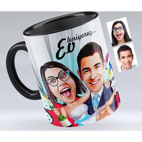 Personalized Maried Caricature Of Black Mug cup-4