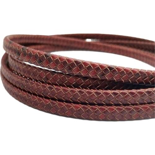 7mmx3mm Braided Leather Bolo Cords Real Leather Strap Folded 7mm Wide Distressed Brown