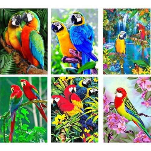 Full Drill Diamond Painting Parrot Resin Crystal Diamond Embroidery Cross Stitch Animal Mosaic Home Decor Gifts