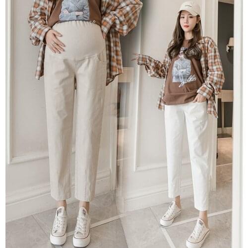 Pregnant womens casual trousers spring and autumn loose belly lift pants fashionable pregnant women all-match pants
