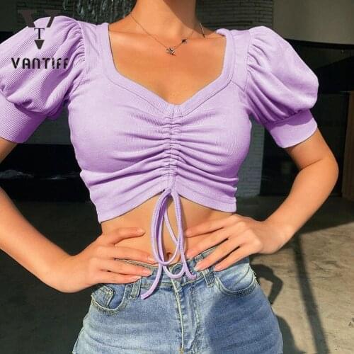 Casual Bodycon Crop Tops Women Basic Solid White Black Square Neck Short Sleeve T-shirts Summer Cutton Tops Female Tee for Girl