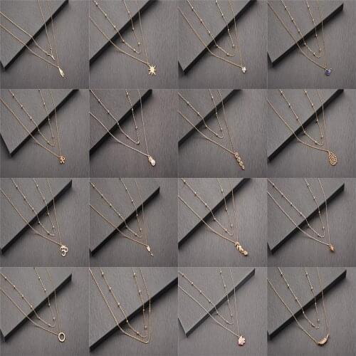 QIAMNI Sexy Multi Layer Beads Chain Bell Pinecone Bird Pineapple Axe Lotus Pendant Necklace Choker Collares Party Jewlery Gift