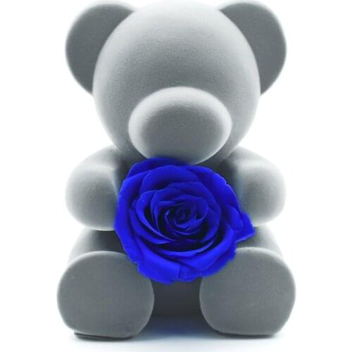 Rose Bear Blue Immortal Flower Valentines Day Gift Art Craft Gift Holiday Gift Art Ornament