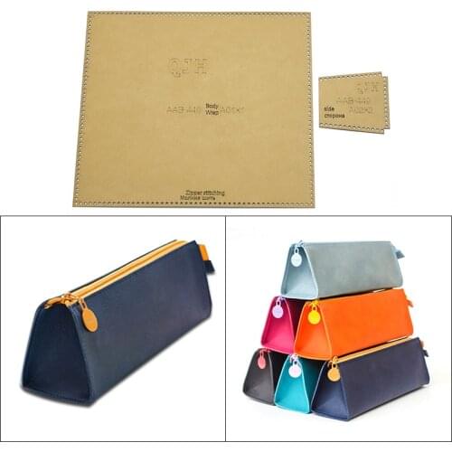1Set DIY Kraft Paper Template Fashion Student Pencil Case Stationery Bag Leather Craft Pattern DIY Stencil Sewing Pattern 6*5cm