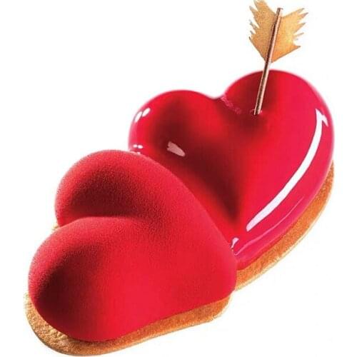 Double Heart Shaped Silicone Cake Mold Non Stick Baking Pan for Mousse Pastry Dessert Making Dish Cake Baking Tool