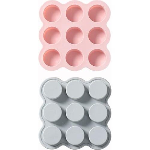 9 Cells Silicone Material Cake Molds Round Style Food Grade Bakeware DIY Biscuit Jelly Ice Tray Pastry Chocolate Mold