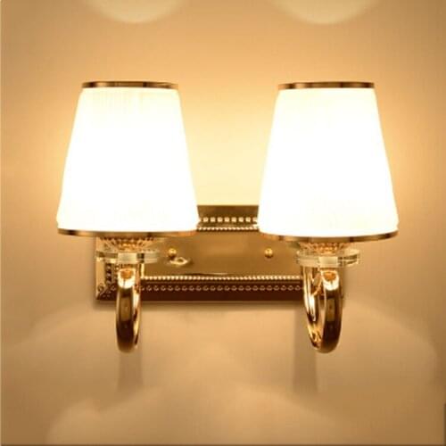 Modern Gold European Wall Lamps Hotel Engineering Zinc Alloy Double-Headed Glass Wall Lamp