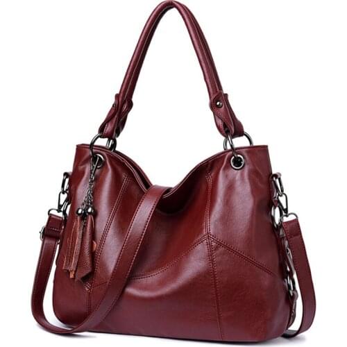 Luxury Tassel Genuine Split Leather Women Handbags Lady Casual tote Washed Leather Messenger bag Womens Shoulder Crossbody bags