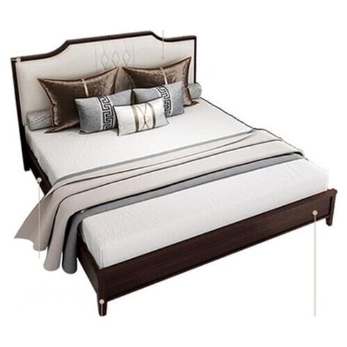 Light luxury solid wood bed, master bedroom, American double 1.8m soft package, simple big bed, modern new Chinese furniture