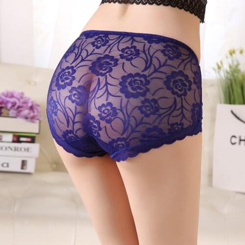 Seamless hip briefs sexy Lingerie Women Underwear plus size 5XL Lace Flower Transparent hollow Womens Panties